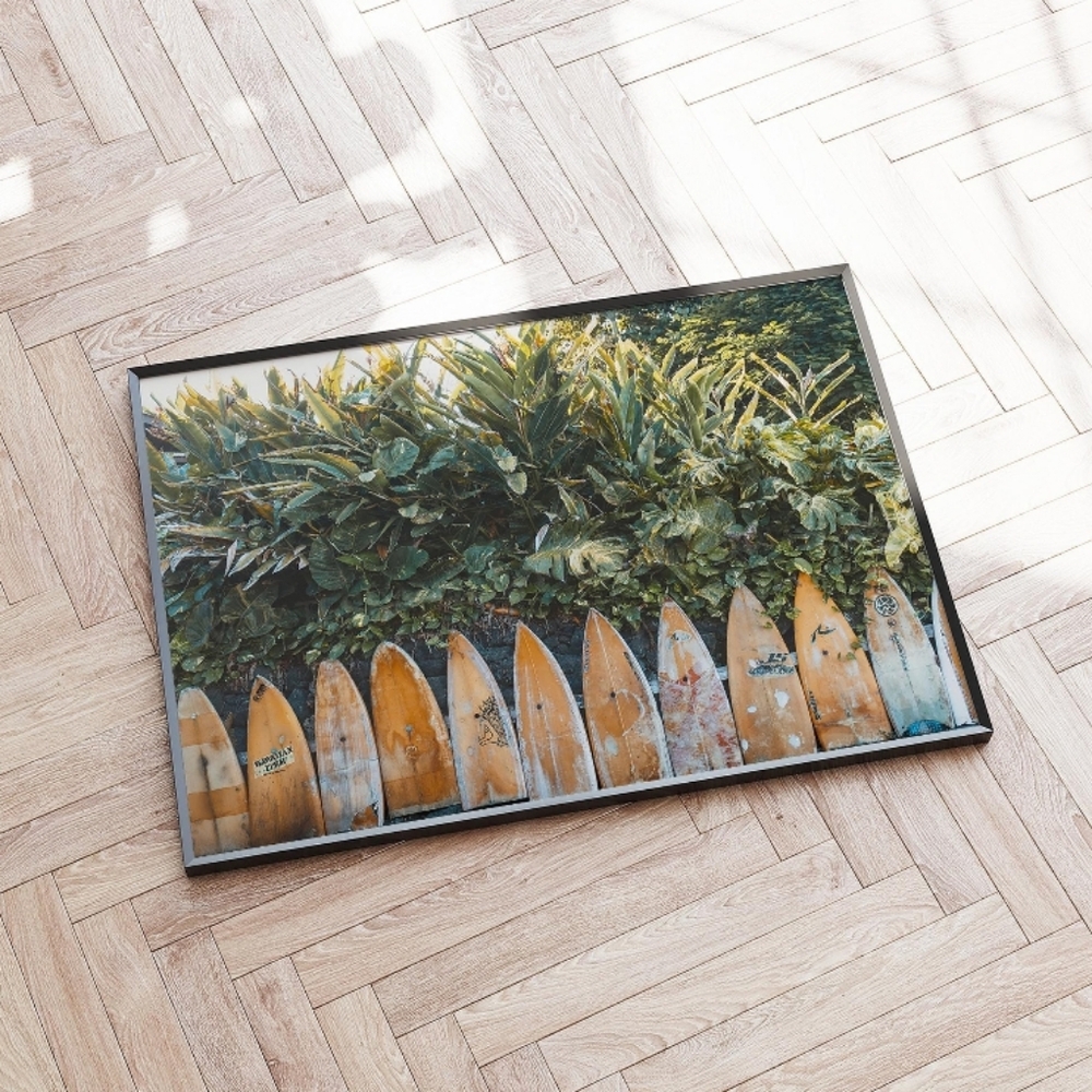 Framed Hawaii Surfboard Art Print, 8x12 - Picture 3 of 9